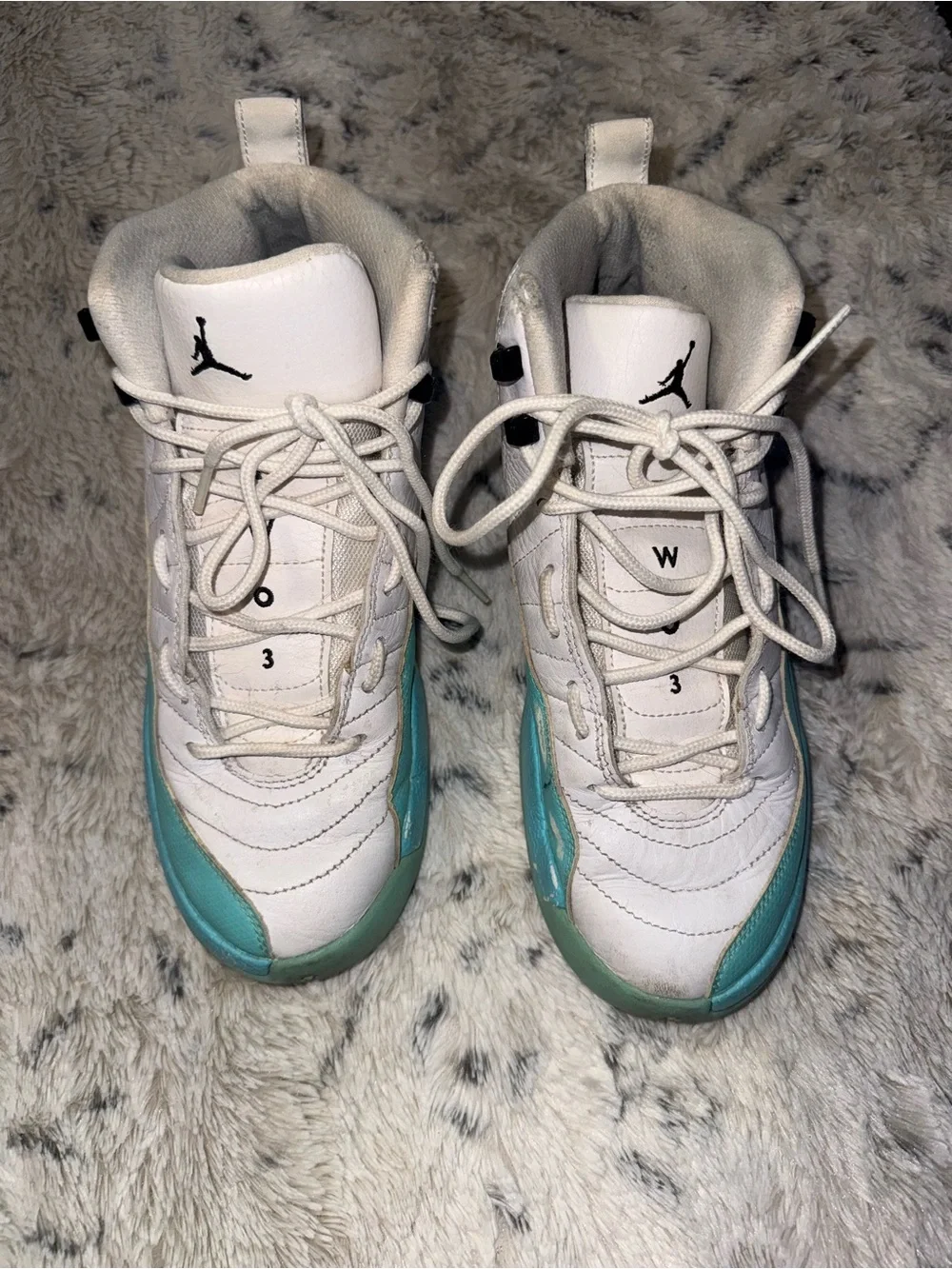 Air Jordan 12 Retro GS in the 'Light Aqua' colorway (Style: 510815-100)